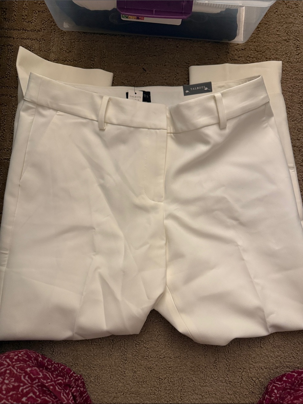 Talbots White Slim Straight Dress Pants